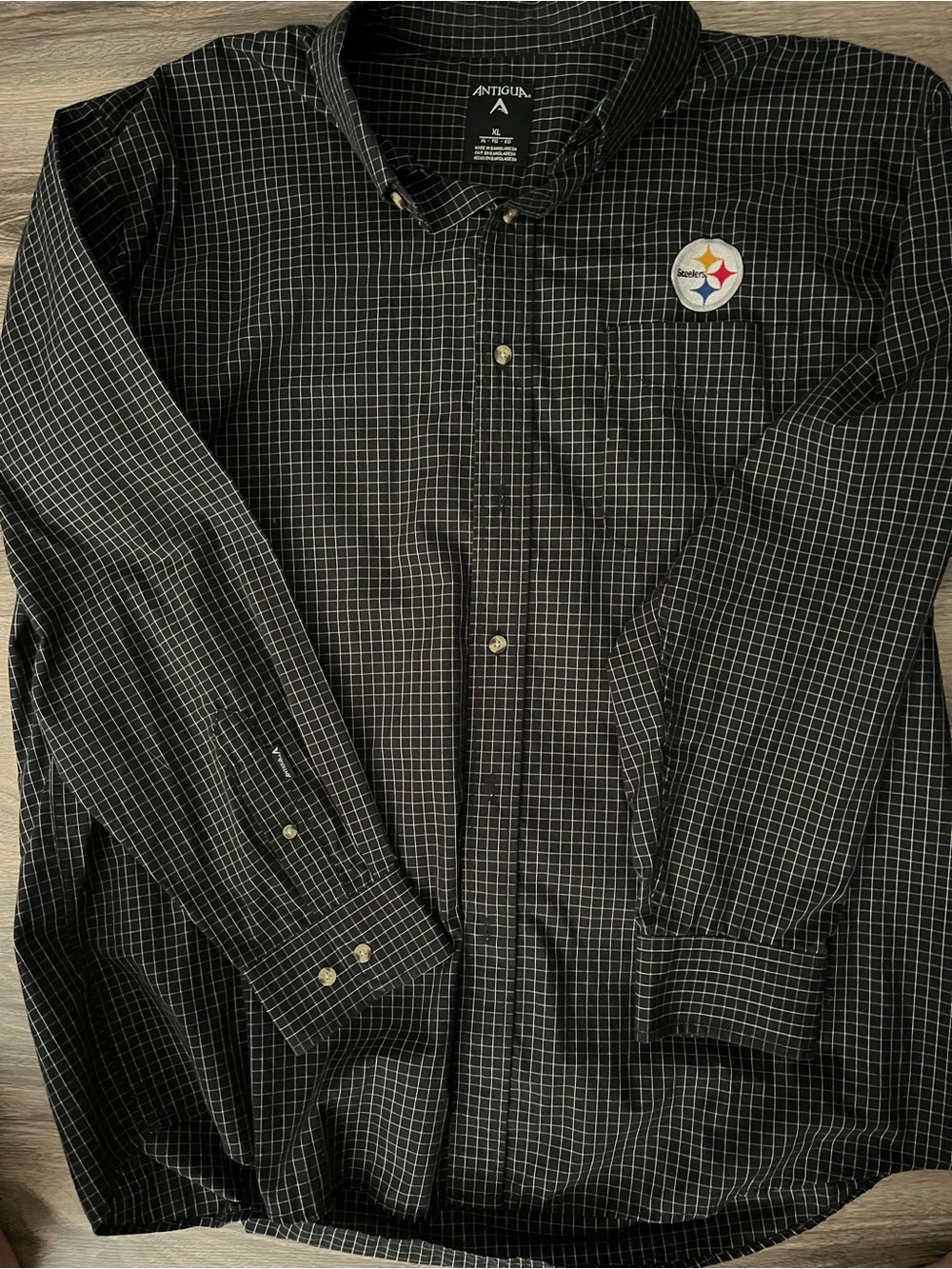 Black Button-Down Shirt/Steelers logo